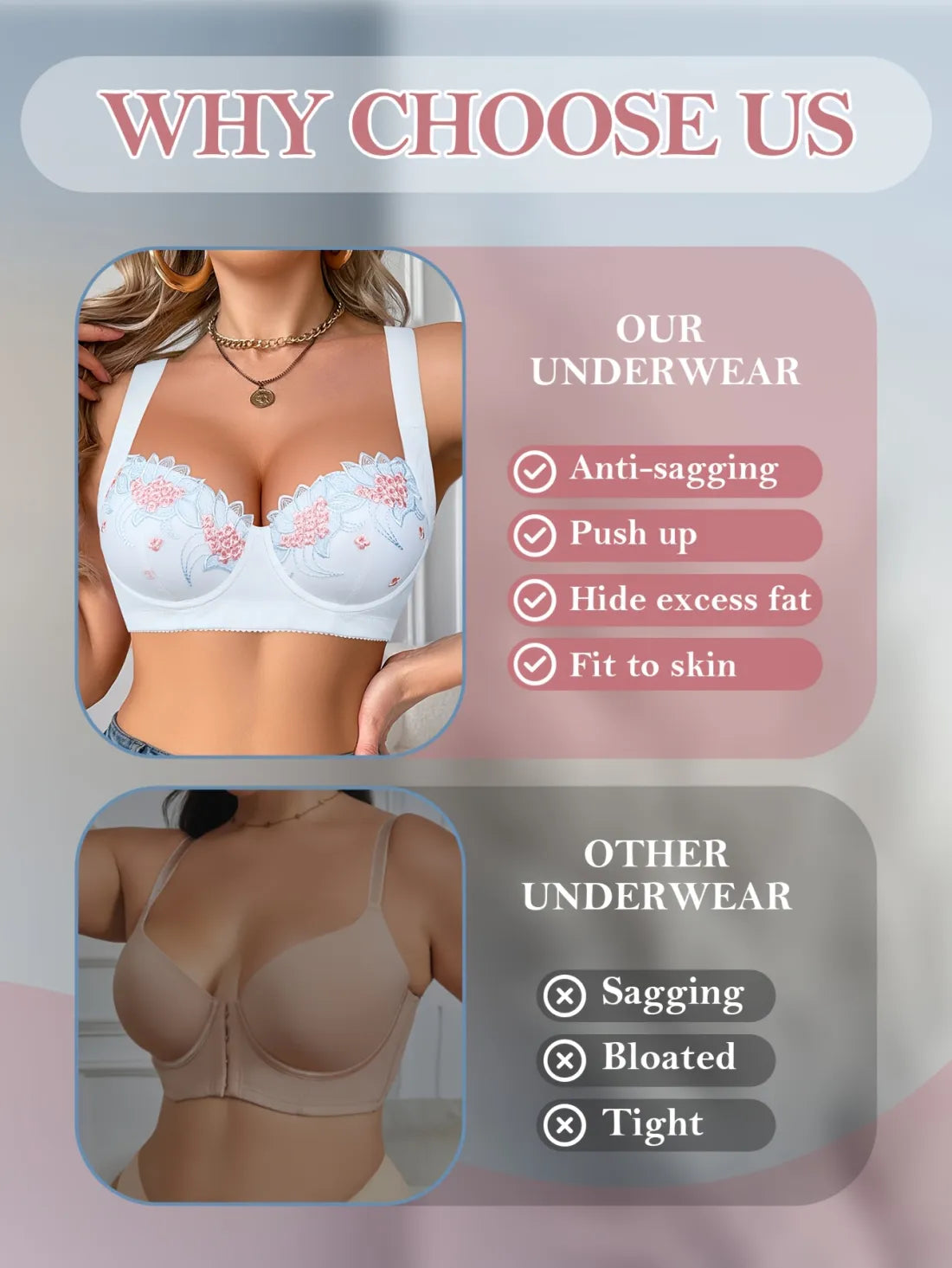 Triumph®👑 4 dalių rinkinys - 70% nuolaida - Nauja patogi siuvinėjimo liemenėlė plius dydžiai [65A-120H]
