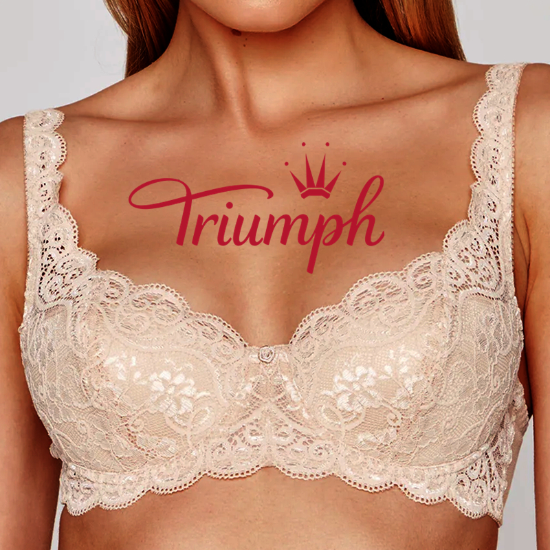 Triumph® 4 vnt.✨💝Patogi nėriniuota liemenėlė su gėlių siuvinėjimu, didelis dydis [75A-120F]