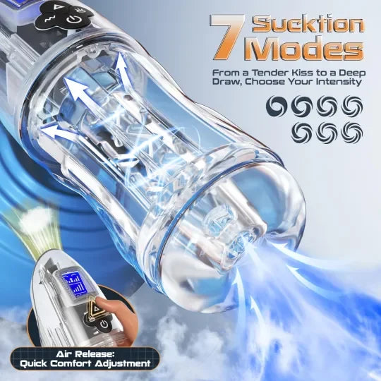 😍 Geriausiai parduodamas naujas masturbatorius 2025 m. 🚀 – 💋 Visiškai skaidrus vibruojantis, čiulpimo ir dejavimo vyriškas masturbatorius 🎁