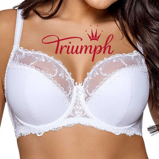 Triumph®💖 4 vnt – 50 % nuolaida ✨2025 m. Nauja madinga didelių dydžių nėriniuota liemenėlė su reguliuojamais petnešėlėmis [65A–120H]