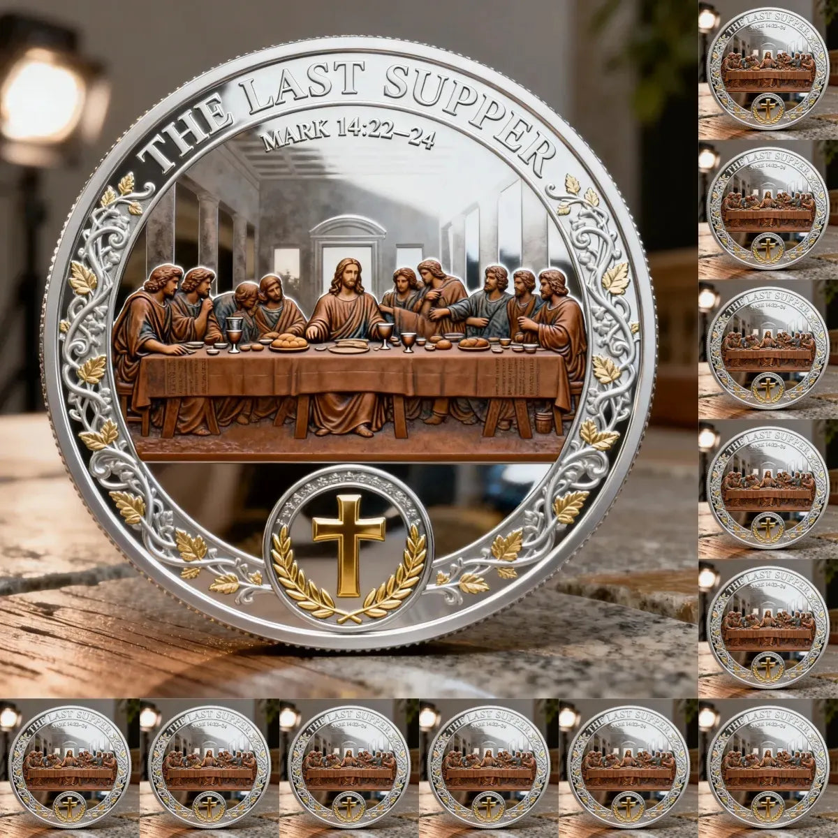 ❤️Paskutinė diena 50% nuolaida – ✝️ krikščioniška atminimo moneta Paskutinė vakarienė