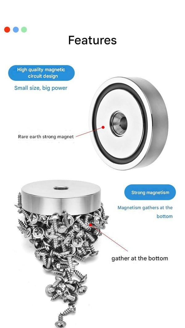 Žvejybos magnetas: 120 kg itin stiprus neodimio magnetas epinei lobių 🧲 paieškai