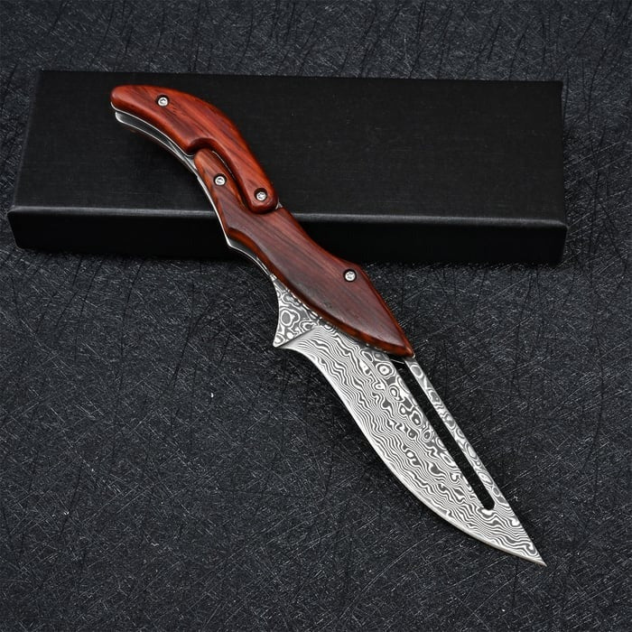 "Heritage Lockback" vokas: Damasko plienas ir sandalmedis 🔪