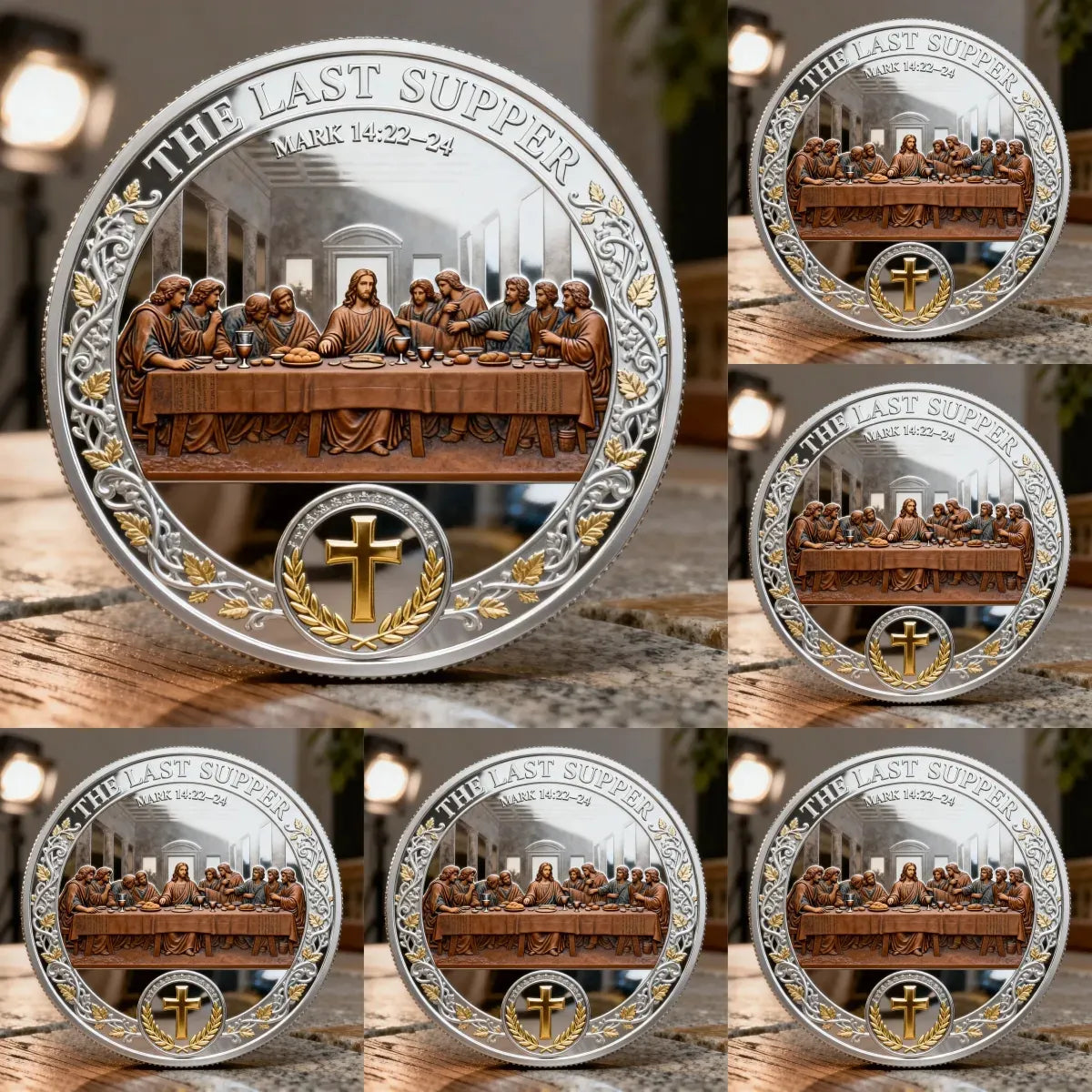 ❤️Paskutinė diena 50% nuolaida – ✝️ krikščioniška atminimo moneta Paskutinė vakarienė