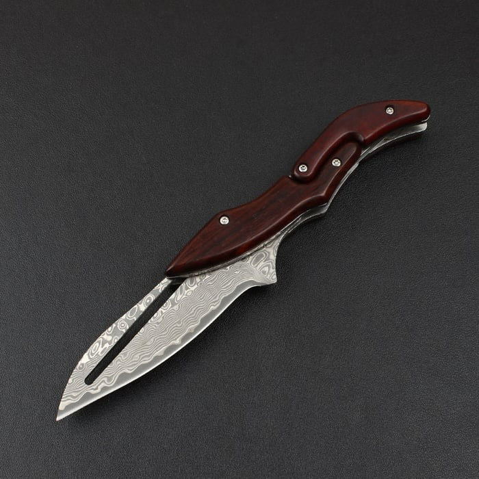 "Heritage Lockback" vokas: Damasko plienas ir sandalmedis 🔪