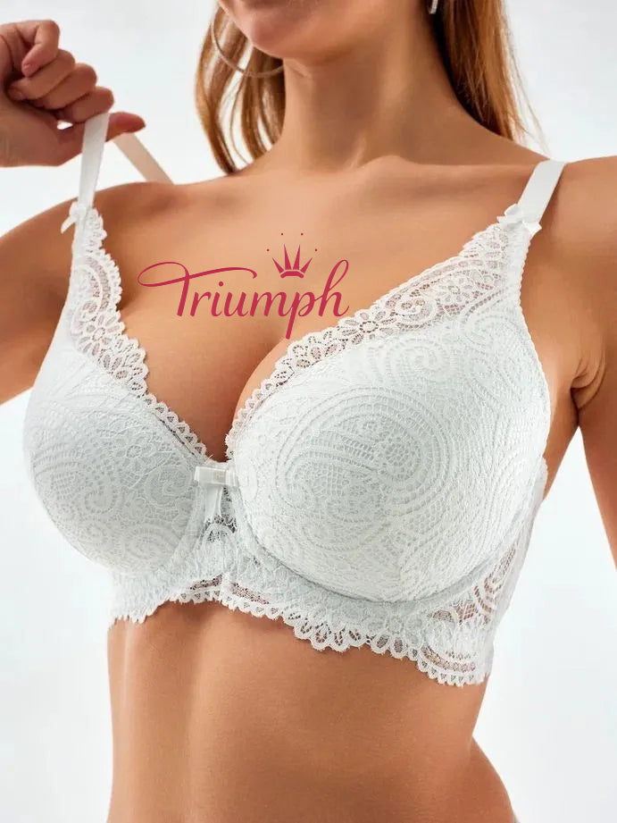 Triumph® 4 vnt.💖50 % nuolaida✨Nėriniuota liemenėlė dideliems dydžiams, gili V formos [65A-120H]