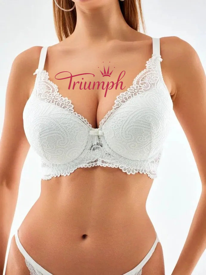 Triumph® 4 vnt.💖50 % nuolaida✨Nėriniuota liemenėlė dideliems dydžiams, gili V formos [65A-120H]
