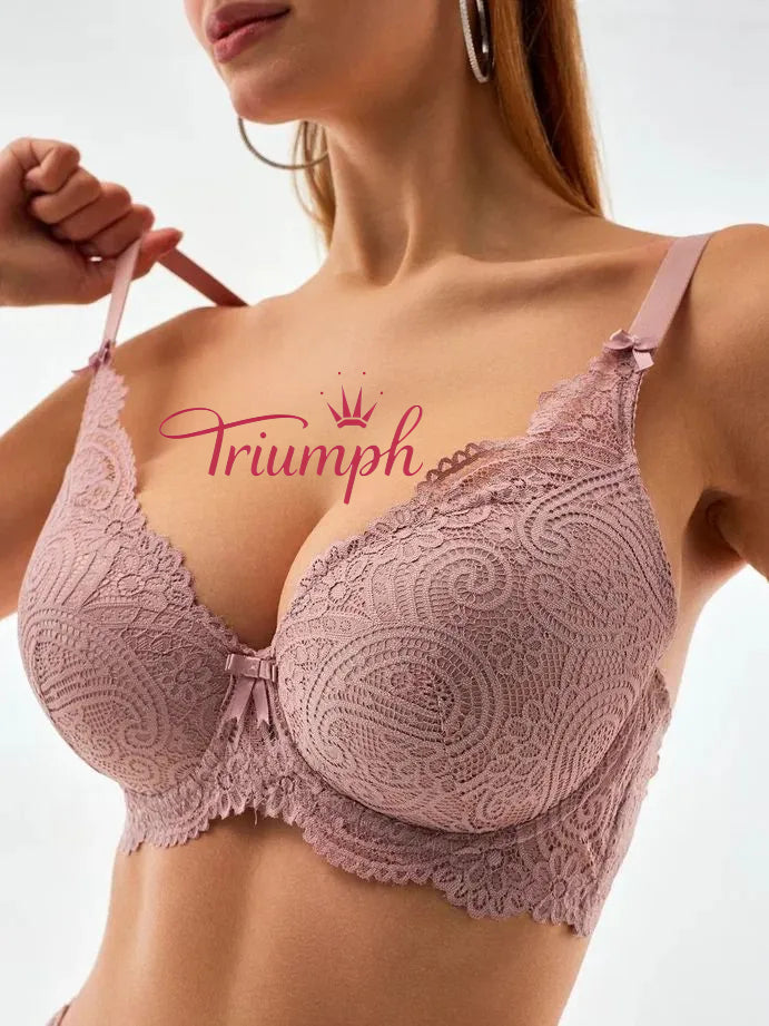 Triumph® 4 vnt.💖50 % nuolaida✨Nėriniuota liemenėlė dideliems dydžiams, gili V formos [65A-120H]