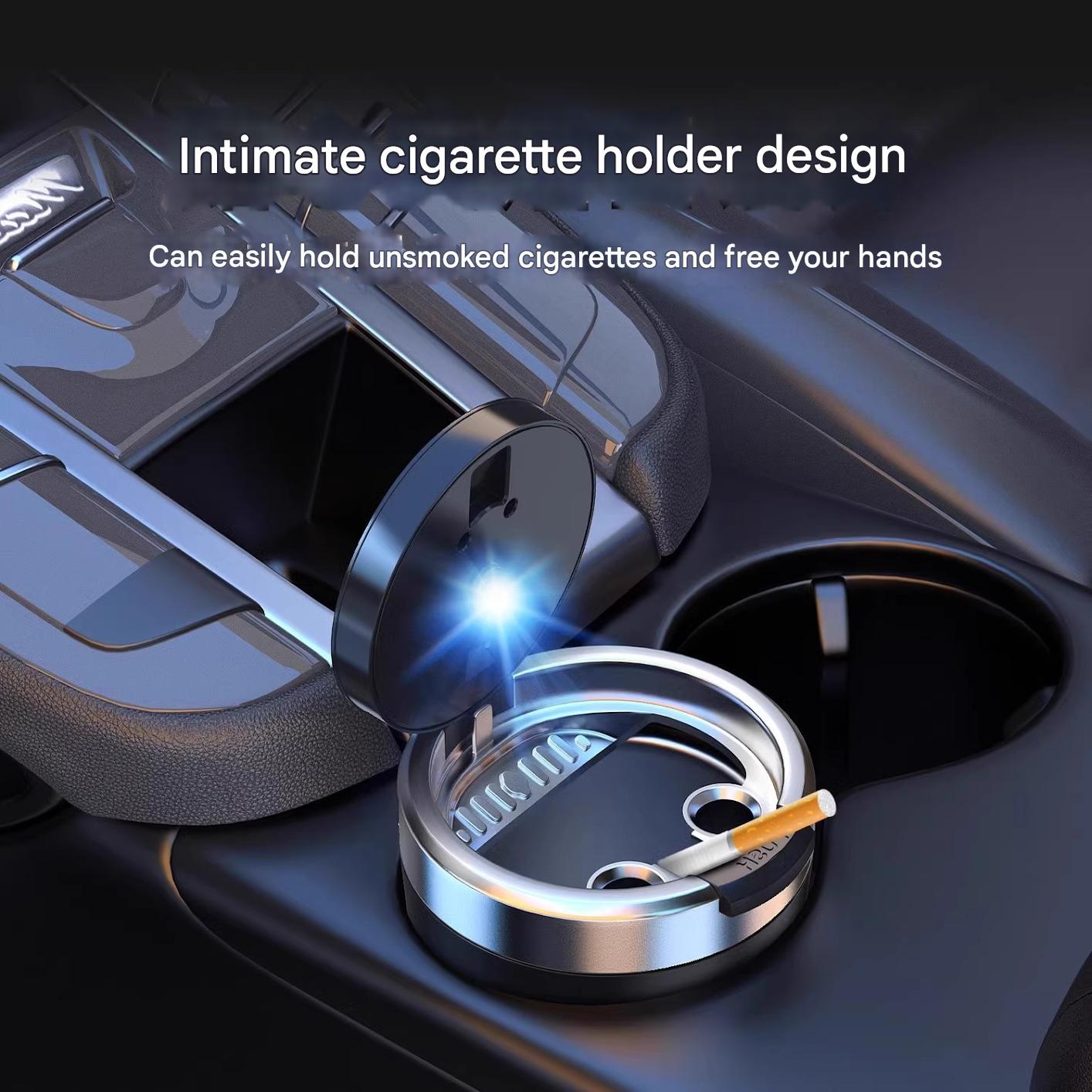 Woyuosn bedūmė nerūdijančio plieno LED automobilinė peleninė