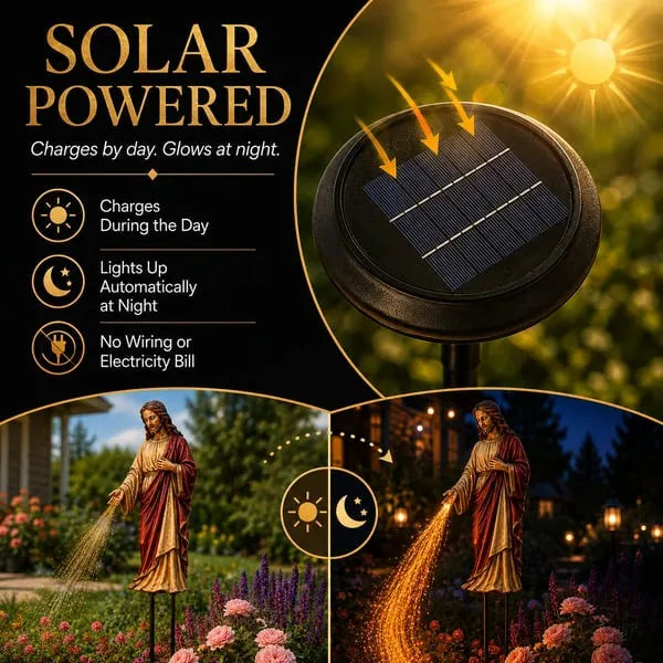✝️ Solar Jesus šviesolaidinė sodo lempa ✨ | Hitų įkvėptas lauko dekoras (🔥tas pats, kaip vaizdo įraše)