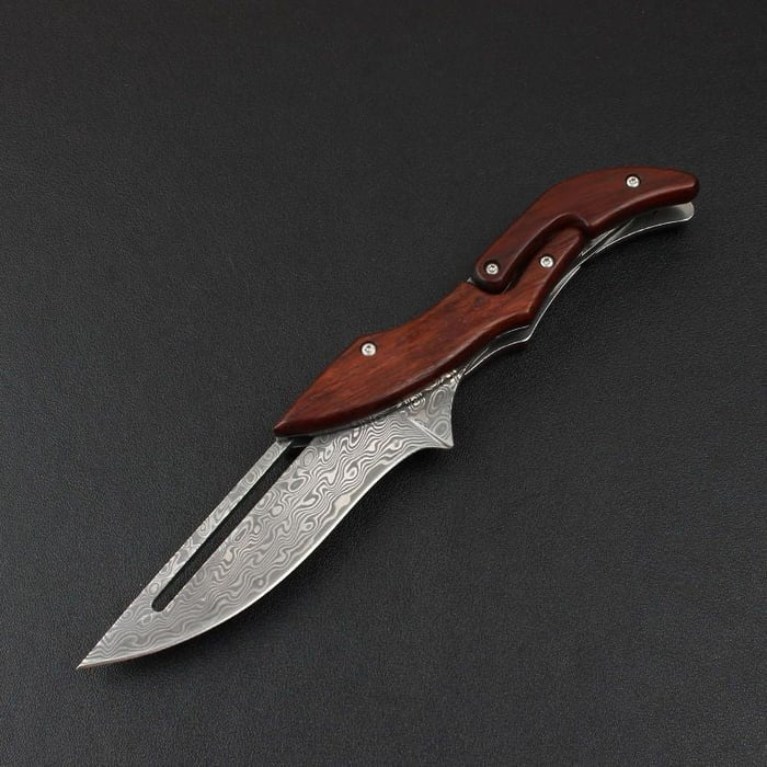 "Heritage Lockback" vokas: Damasko plienas ir sandalmedis 🔪