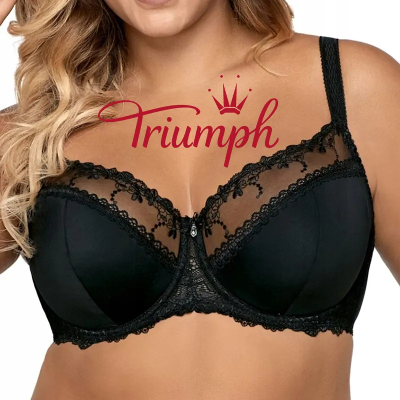 Triumph®💖 4 vnt – 50 % nuolaida ✨2025 m. Nauja madinga didelių dydžių nėriniuota liemenėlė su reguliuojamais petnešėlėmis [65A–120H]