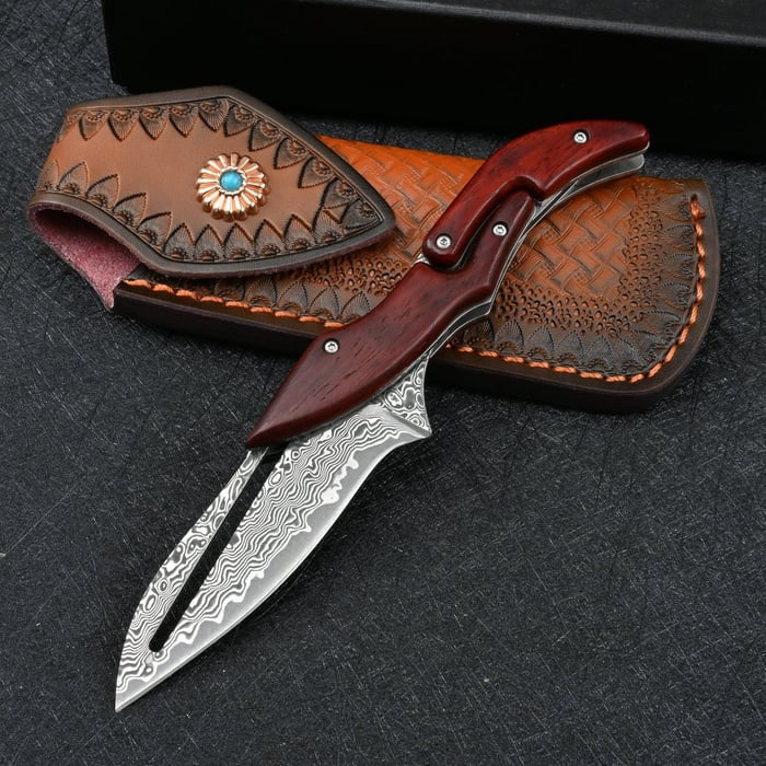 "Heritage Lockback" vokas: Damasko plienas ir sandalmedis 🔪