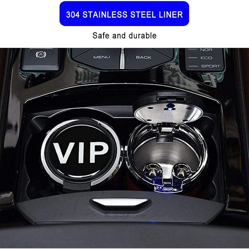 Woyuosn bedūmė nerūdijančio plieno LED automobilinė peleninė