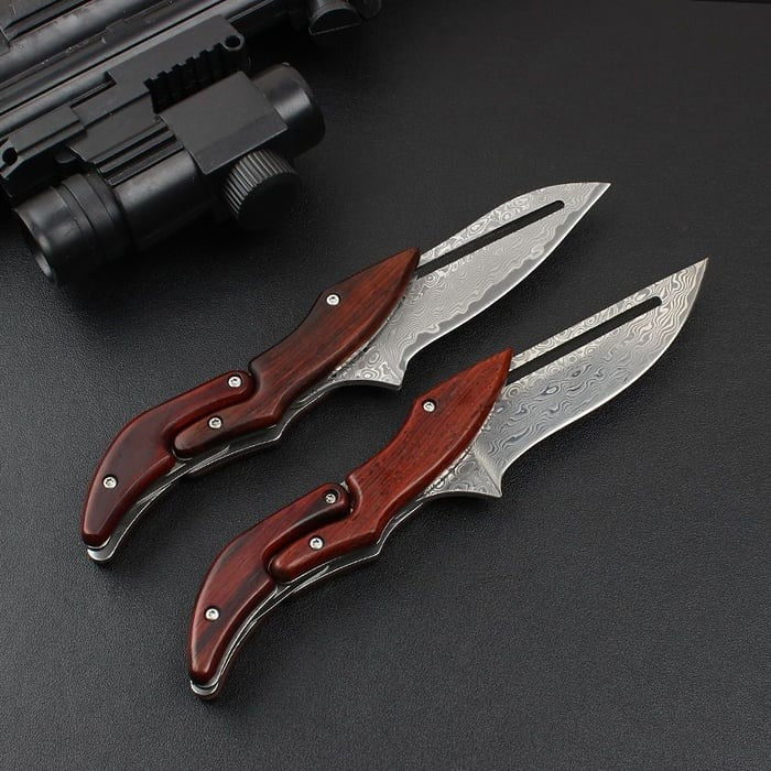 "Heritage Lockback" vokas: Damasko plienas ir sandalmedis 🔪