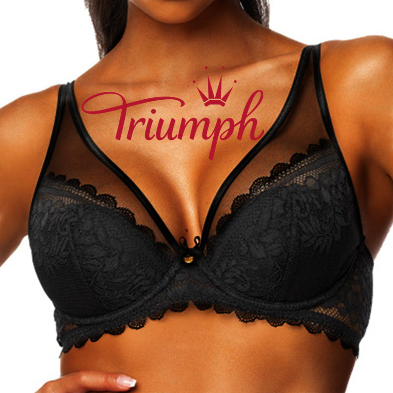 „Triumph®“ 4 vnt. pakuotė💖50 % nuolaida✨2024 m. Naujo stiliaus nėriniuota seksuali didelė „Push-up“ liemenėlė [65A-120H]