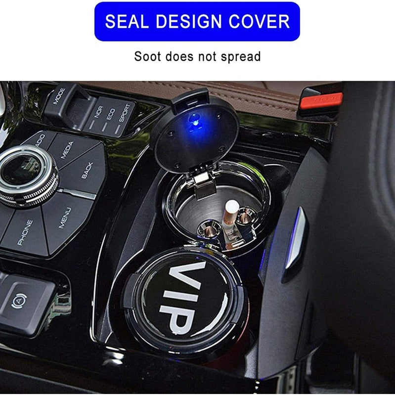 Woyuosn bedūmė nerūdijančio plieno LED automobilinė peleninė